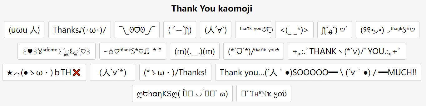 thank you kaomoji emoji